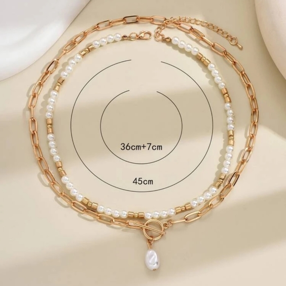 2pcs Gold Faux Pearl Charm Buckle Necklace - Picture 8 of 15